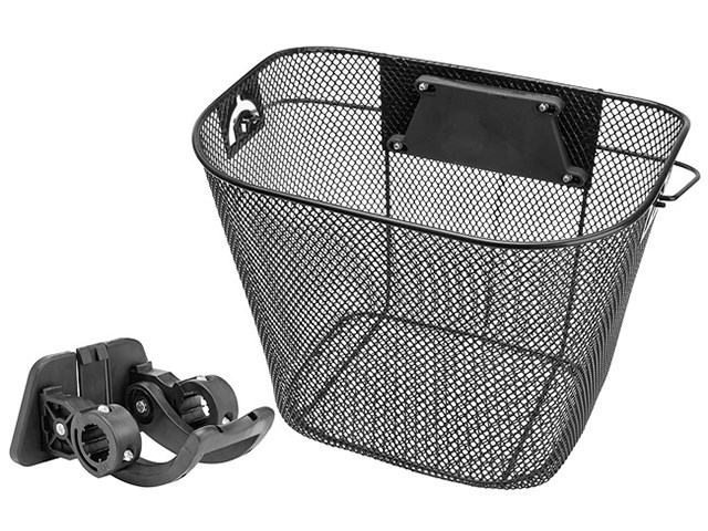 Велокорзина JL-285 передняя, с быстросъём. крепл. (31,8мм), с ручками, стальная, черная 52771