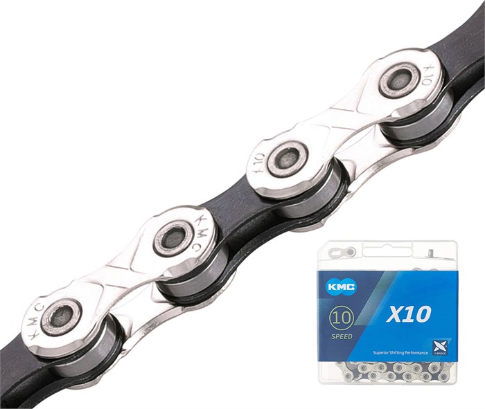 Цепь велосипедная X10, 1/2"X11/128"X116L (в боксе), серебристо-черная,X10-116SLBK 00-00013506