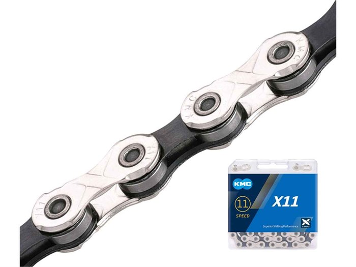 Цепь KMC X11, 1/2X11/128X114L (в боксе), серебристо-черная, X11-114SLBK 00-00013509