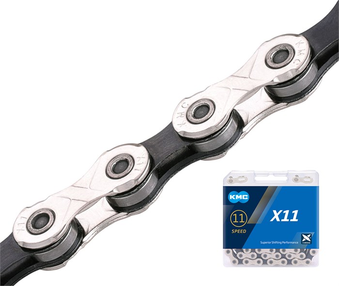 Цепь велосипедная X11, 1/2"X11/128"X118L (в боксе), серебристо-черная,X11-118SLBK 00-00013515
